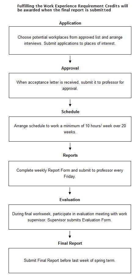 Process in completing work experience for university students